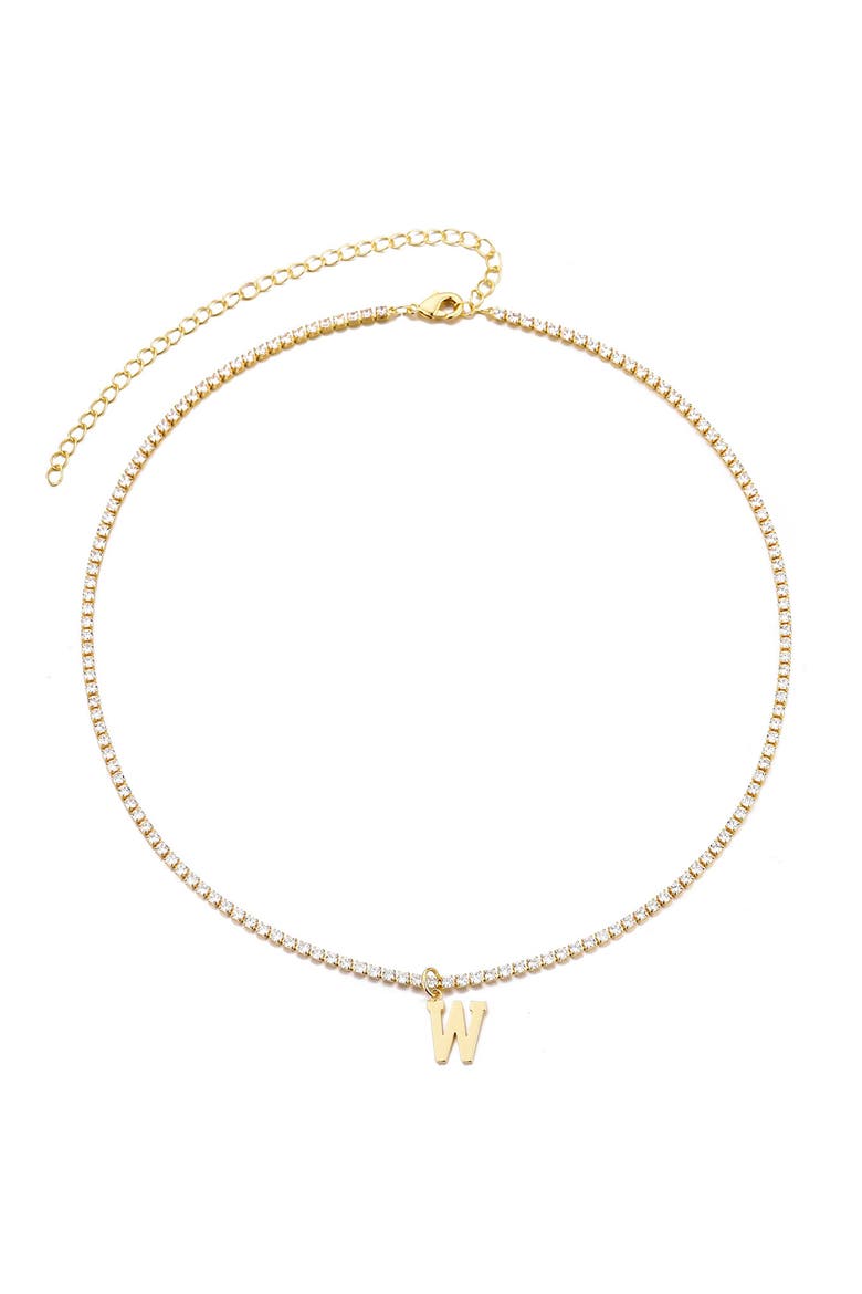 Initial Charm Tennis Necklace, Alternate, color, GOLD-W