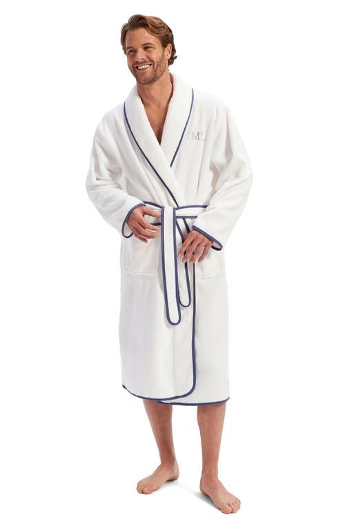 Christy Boundary Piped Edge Luxury Robe In White