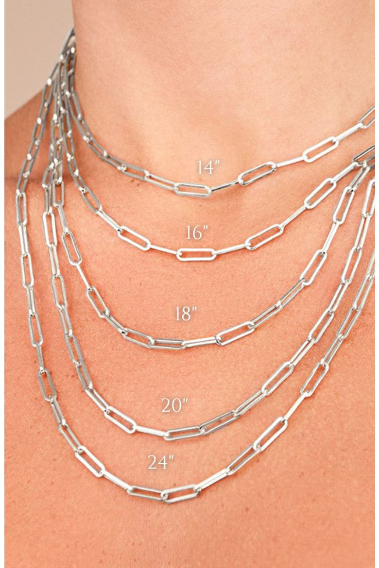 Paper Clip Chain Necklace, Alternate, color, SILVER