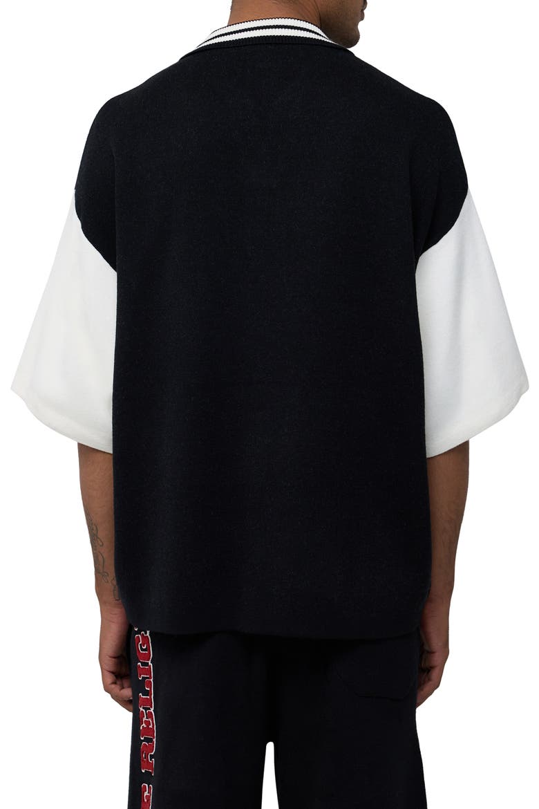 Knit Oversized Polo, Alternate, color, JET BLACK