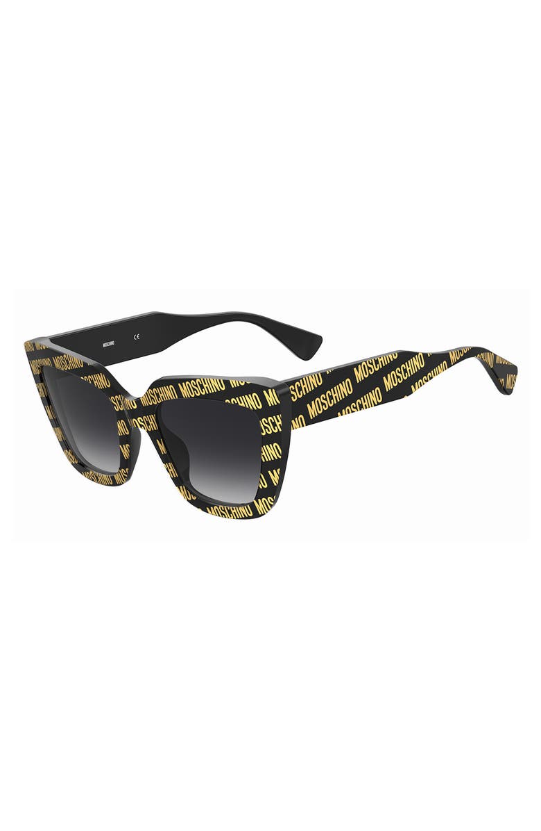 Moschino 52mm Gradient Cat Eye Sunglasses, Alternate, color, Pattern Black