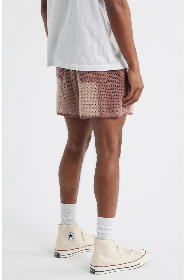 Checker Patchwork Mesh Knit Shorts, Alternate, color, MAUVE