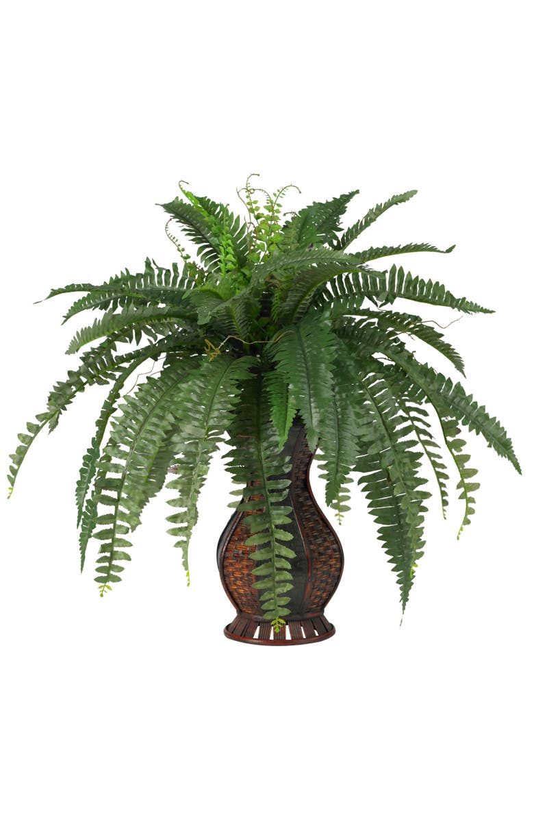 NEARLY NATURAL Boston Fern with Urn Artificial Plant, Main, color, Green