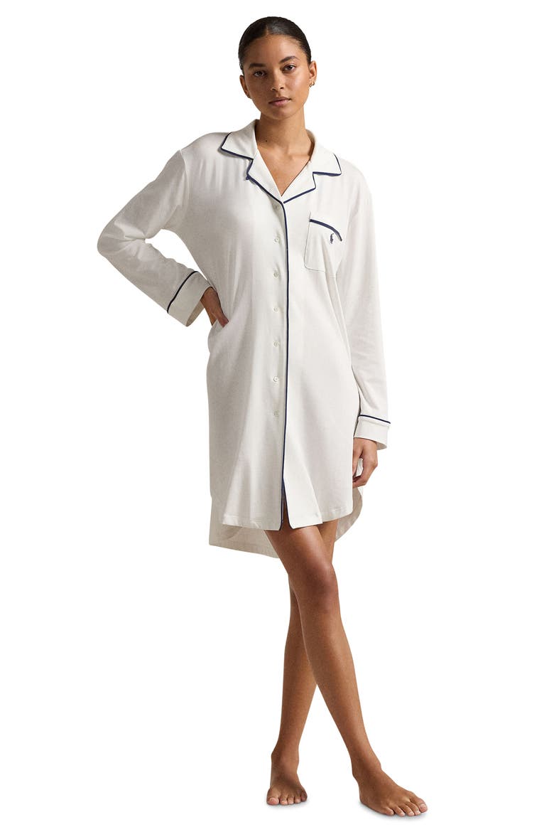 Cotton Blend Sleepshirt, Alternate, color, WHITE CLOUD