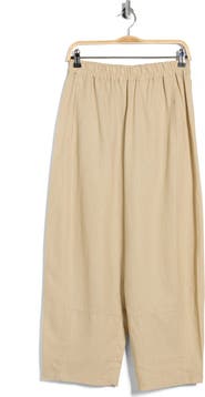 MAX STUDIO Crop Linen Blend Barrel Leg Pants
