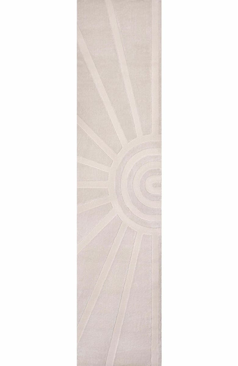 JONATHAN Y Aelius MidCentury Scandinavian Abstract Sun Two-Tone High-Low Area Rug, Alternate, color, White/Cream