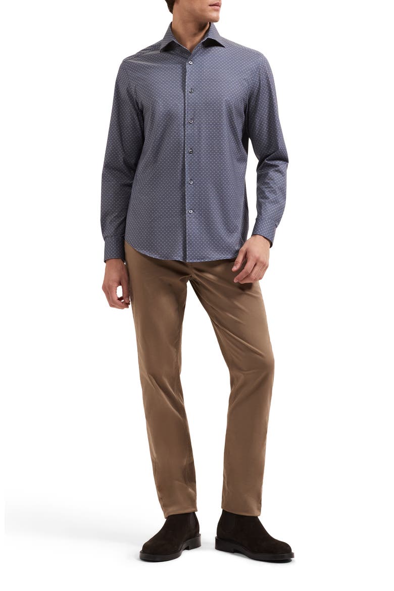 Devon OoohCotton® Geometric Print Stretch Shirt, Alternate, color, ANTHRACITE