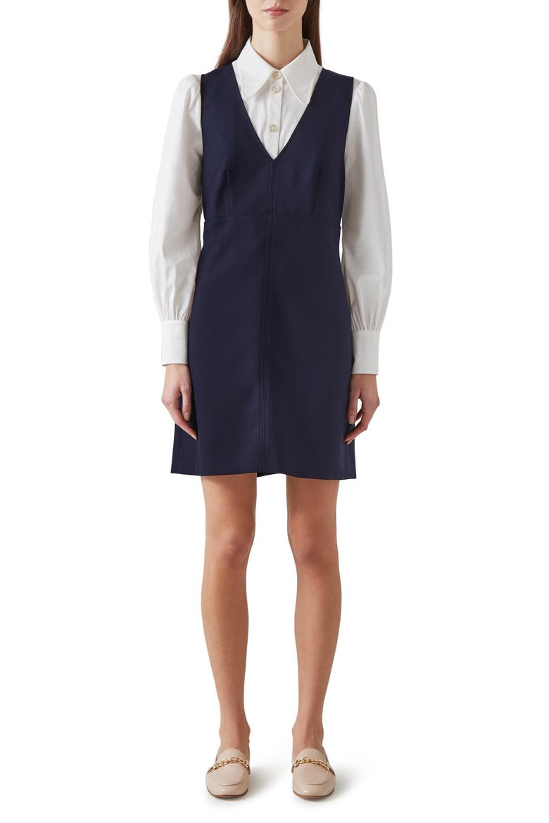 Mariner Pinafore Dress, Main, color, NAVY