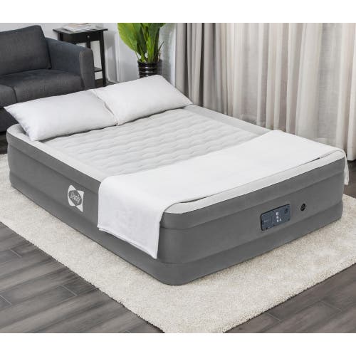 Sealy 18" Queen Airbed, Builtin Comfort Pump, Adjustable Firmness In Gray