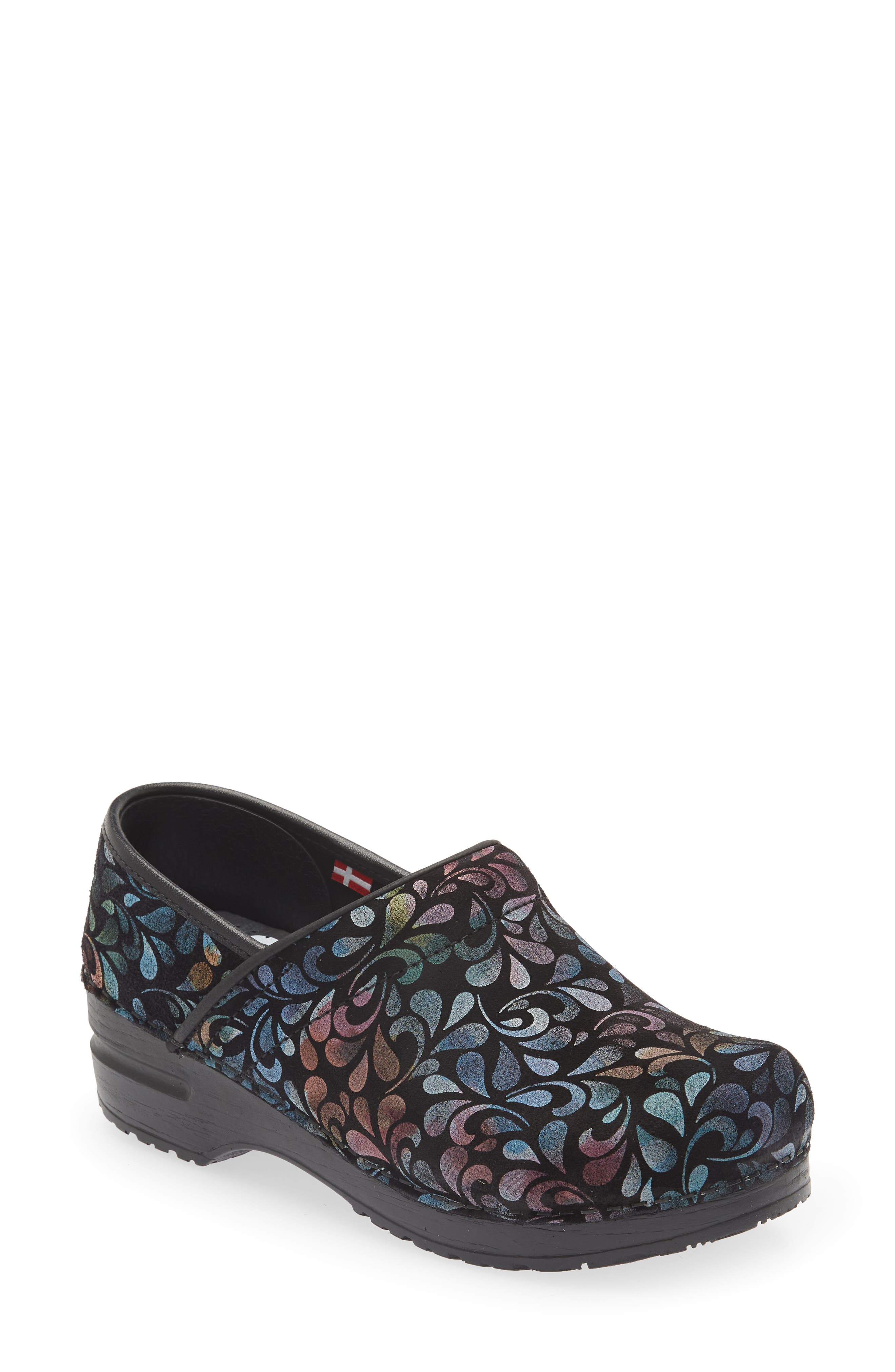 Sanita Plume Floral Print Clog, Main, color, Multicolor