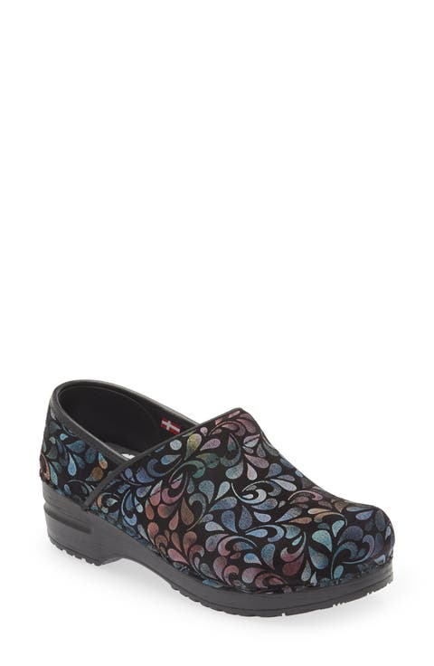 Plume Floral Print Clog (Women)