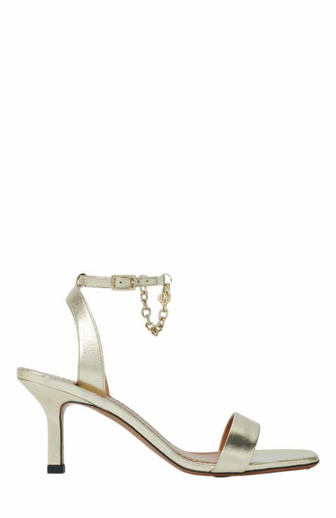 Gold metallic leather sandals