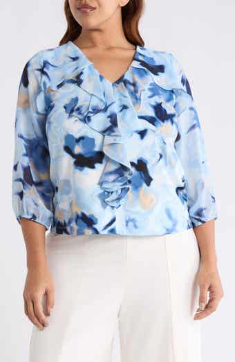 Cascade Ruffle Floral Print Top