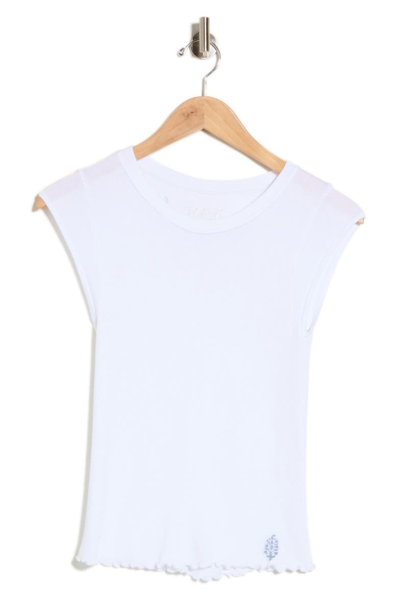 Double Point Short Sleeve Ribbed T-Shirt, Alternate, color, WHITE
