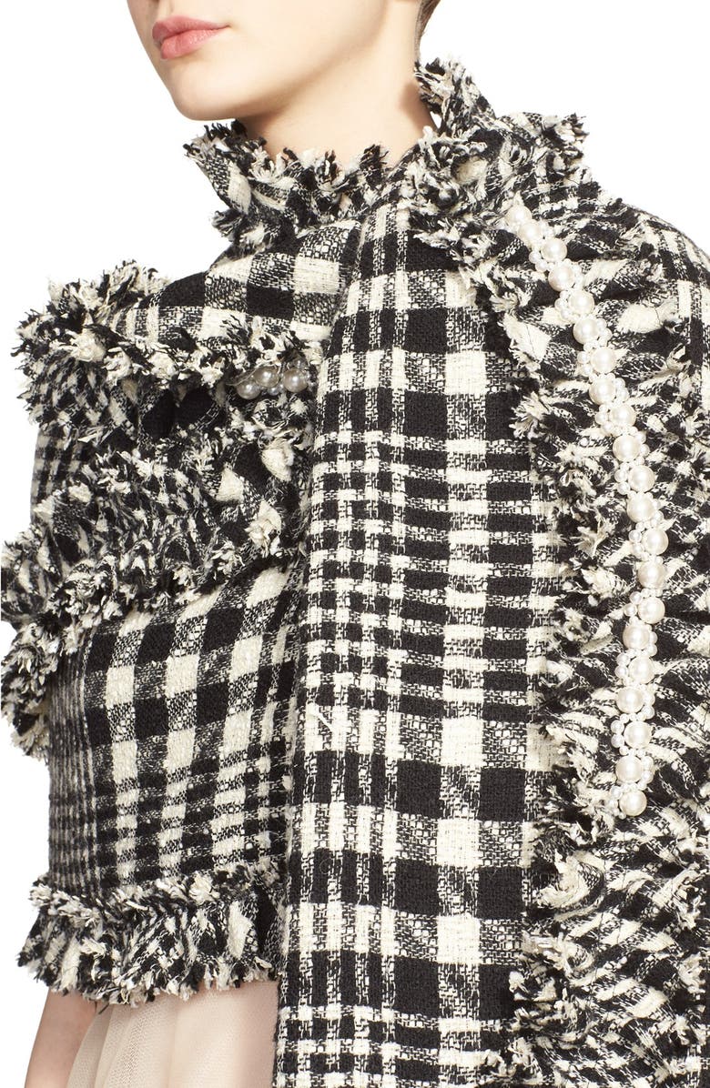 Simone Rocha Plaid Tweed Scarf, Alternate, color,