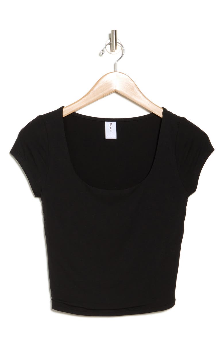 Abound Scoop Neck Cap Sleeve Crop T-Shirt, Alternate, color, Black