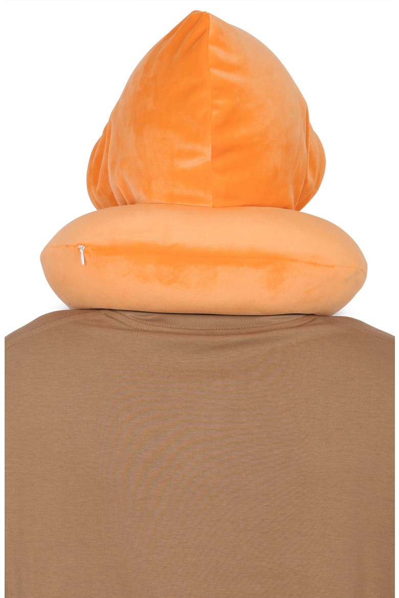 Pinstripe Hooded Memory Foam Travel Neck Pillow, Alternate, color, Orange