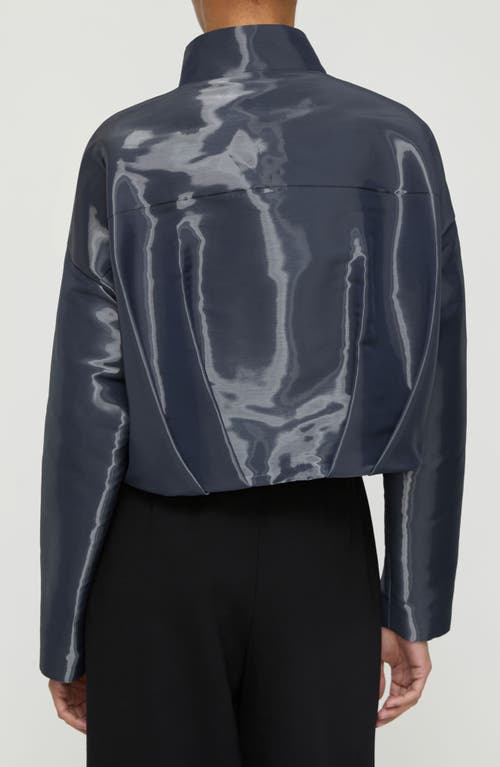 Lafayette 148 New York Pleated Waist Liquid Twill Jacket In Blue