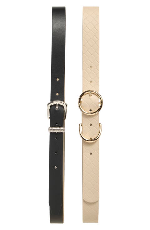 Assorted Set of 2 Pebbled Faux Leather Belts