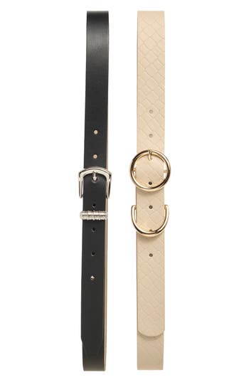 Steve Madden Assorted Set Of 2 Pebbled Faux Leather Belts Assorted Set Of 2 Belts