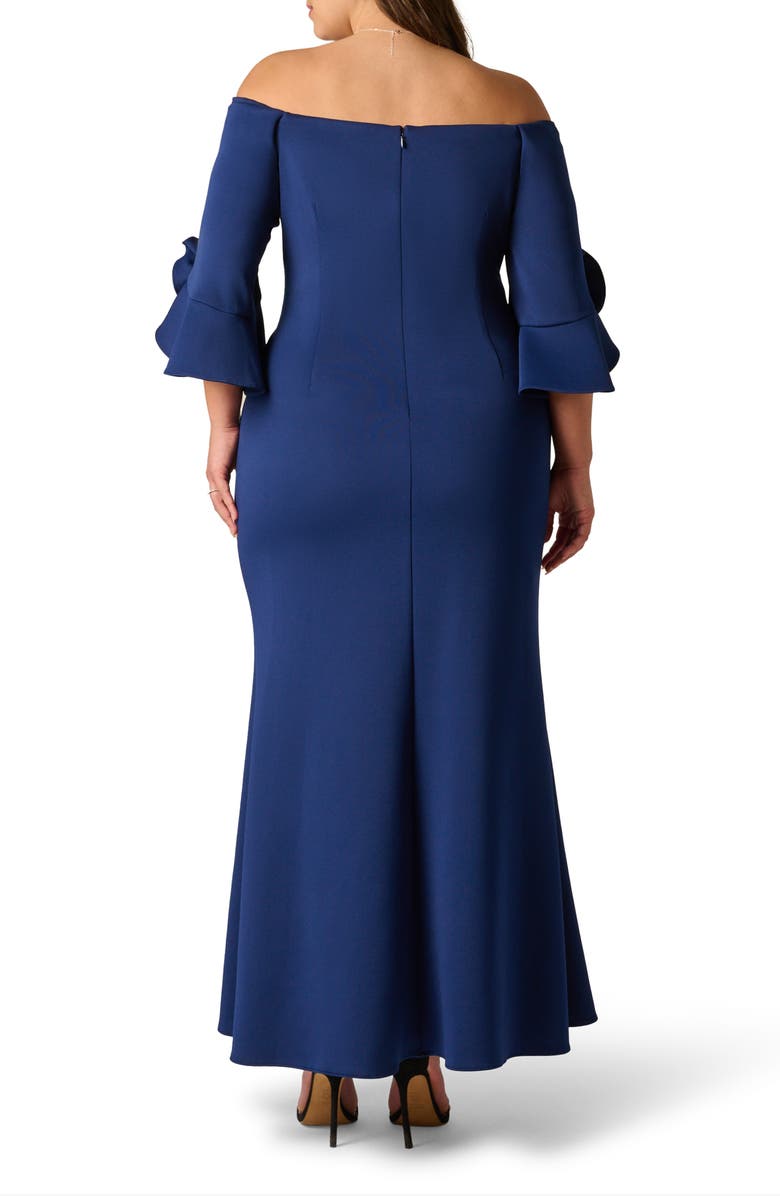 Adrianna Papell Rosette Off the Shoulder Scuba Crepe Gown, Alternate, color, 