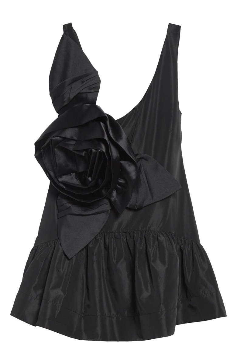 Simone Rocha Pressed Rosette Tilted Taffeta Peplum Top, Main, color, Black/ Black