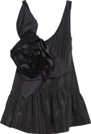 Simone Rocha Pressed Rosette Tilted Taffeta Peplum Top