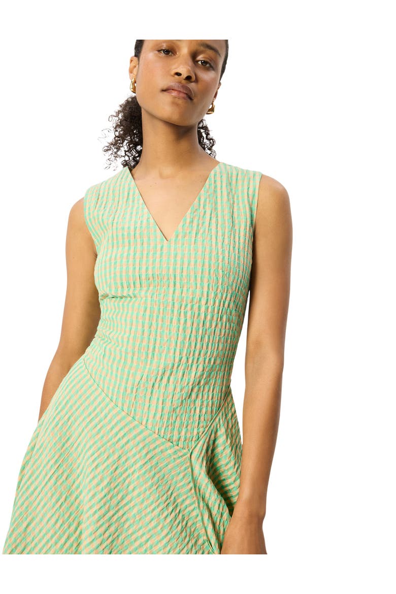 Checked V-Neck Asymmetric Dress, Alternate, color, Green/Multi