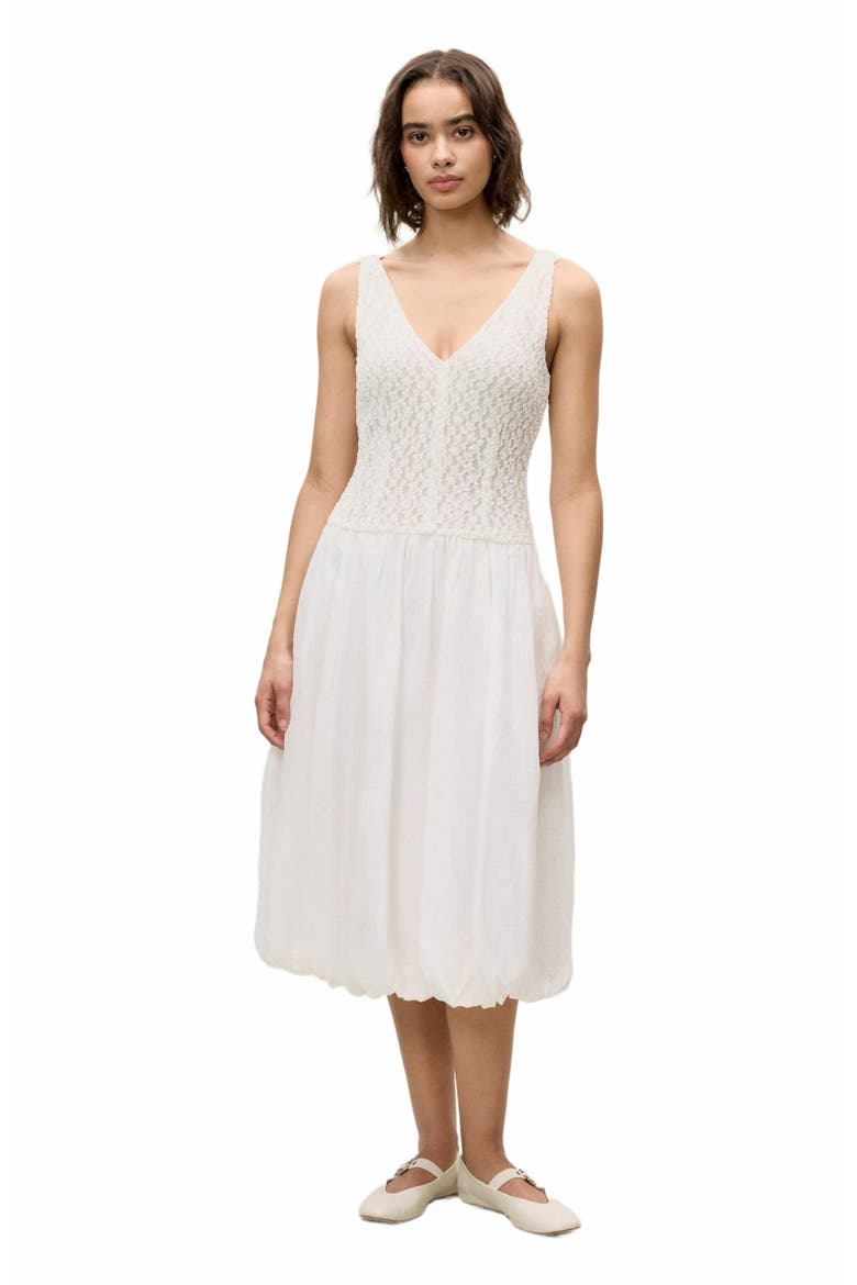 Fiona Mixed Media Dress, Main, color, WHITE