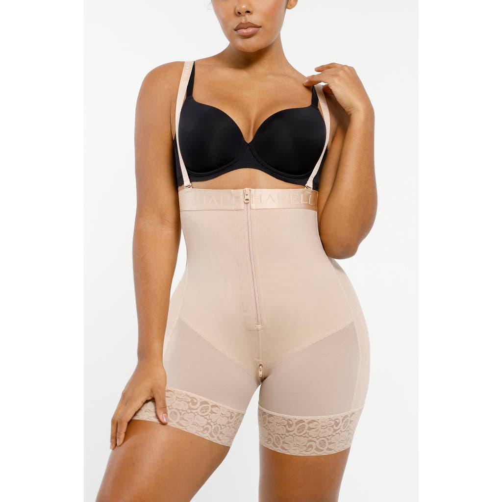 Shapellx Firm Tummy Compression Bodysuit Shaper With Butt Lifter In Tres Naturale