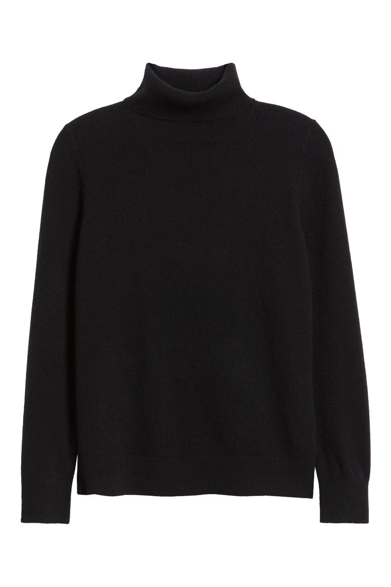 Classic Cashmere Turtleneck Sweater, Alternate, color, BLACK ROCK