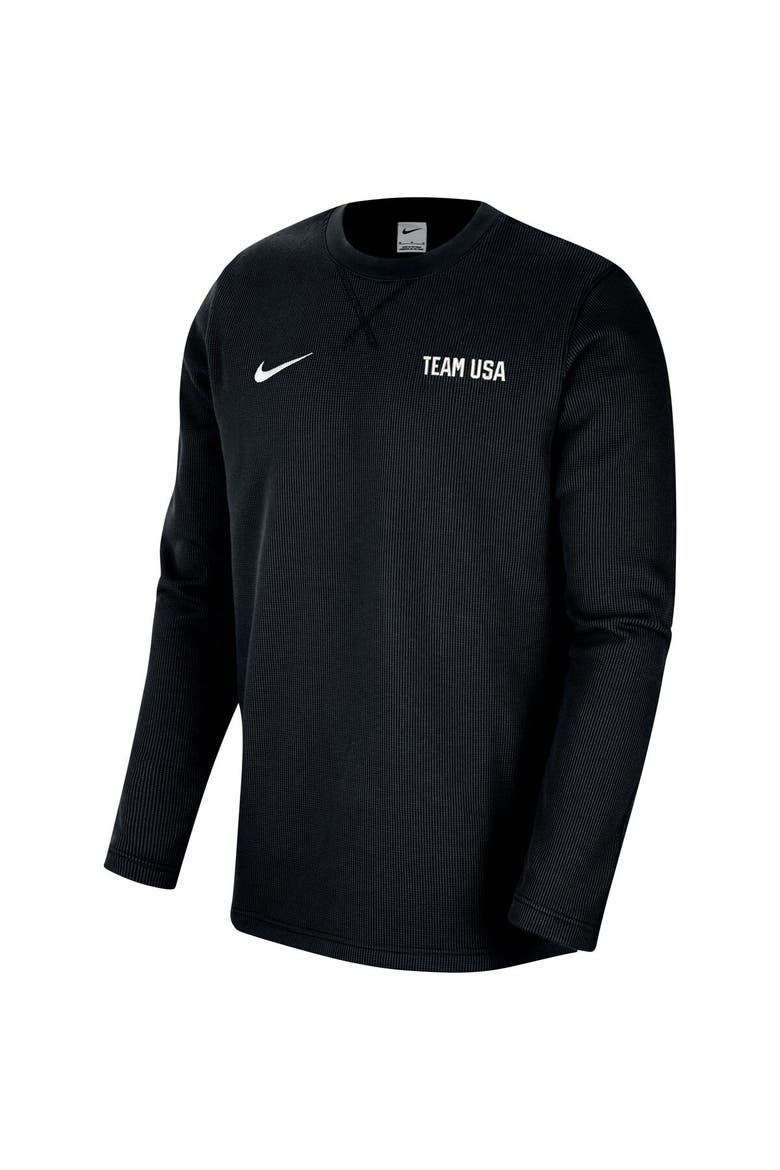 Men's Nike Black Team USA Waffle Knit Long Sleeve T-Shirt, Alternate, color, Black