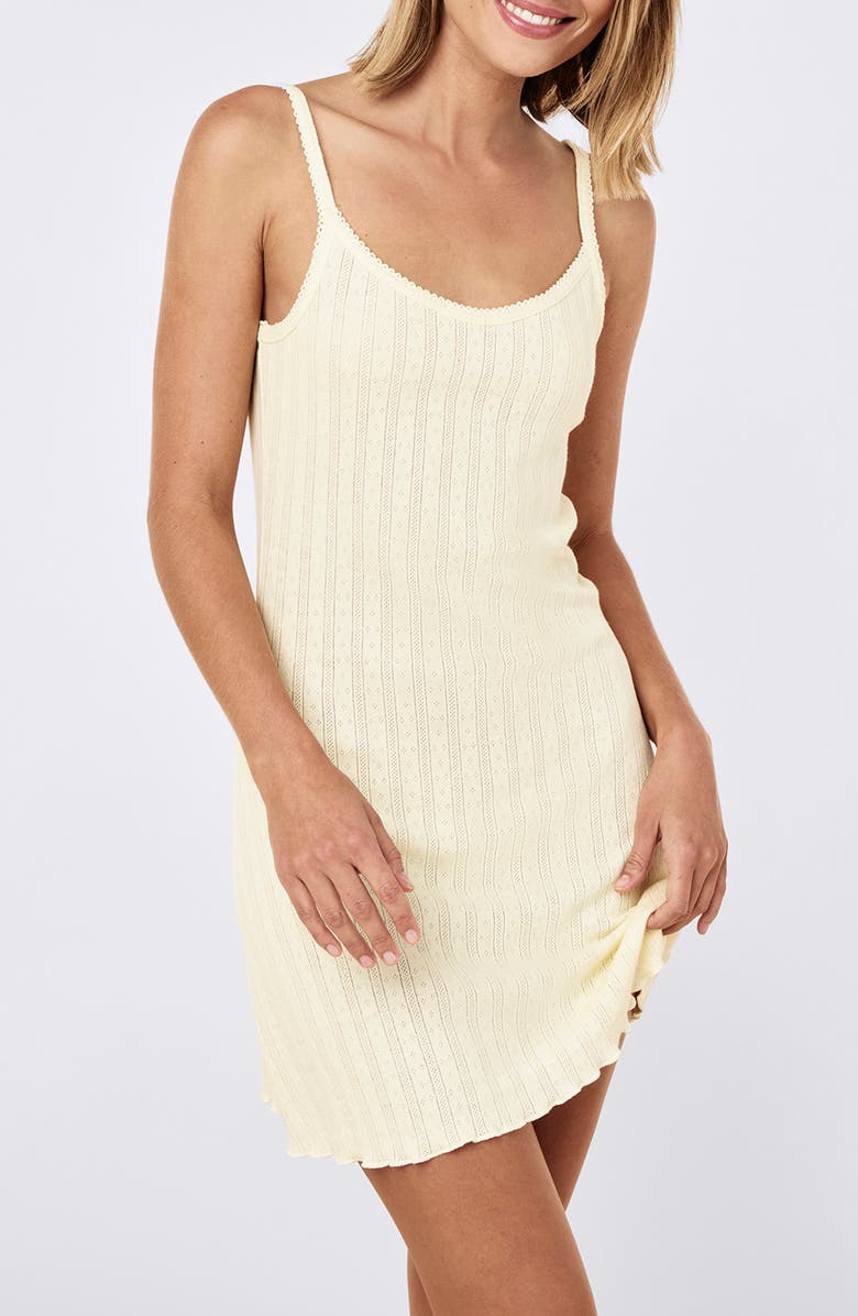 Papinelle Imogen Cotton Pointelle Nightgown, Alternate, color, Buttercup