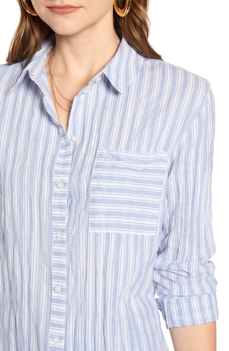 Treasure & Bond Dobby Stripe Boyfriend Shirt, Alternate, color, 