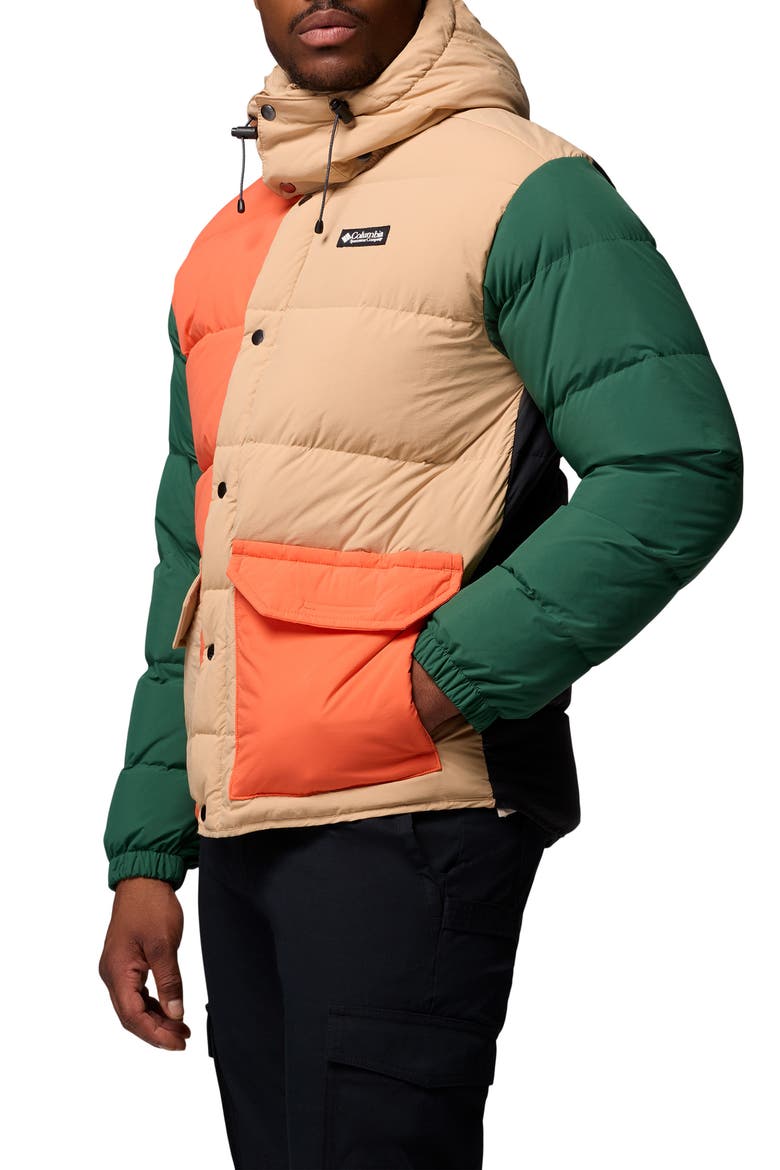 Wallowa Water Repellent Down Puffer Jacket with Removable Hood, Alternate, color, CANOE/ ZING/ RAIN FOREST