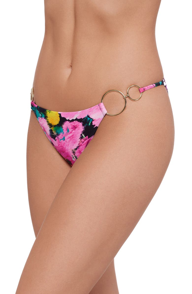 Steve Madden Ring Bikini Bottoms, Alternate, color, Black/ Pink Multi