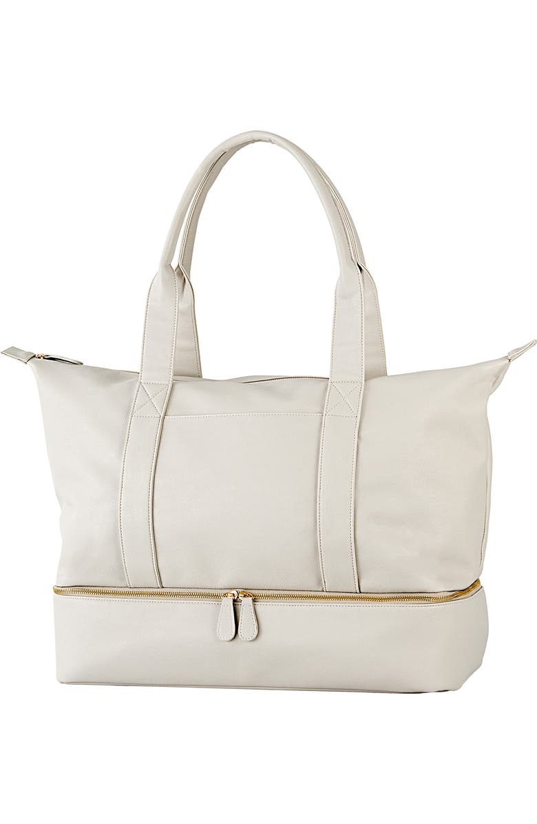 Cathy's Concepts Monogram Vegan Leather Tote with Shoe Base, Main, color,