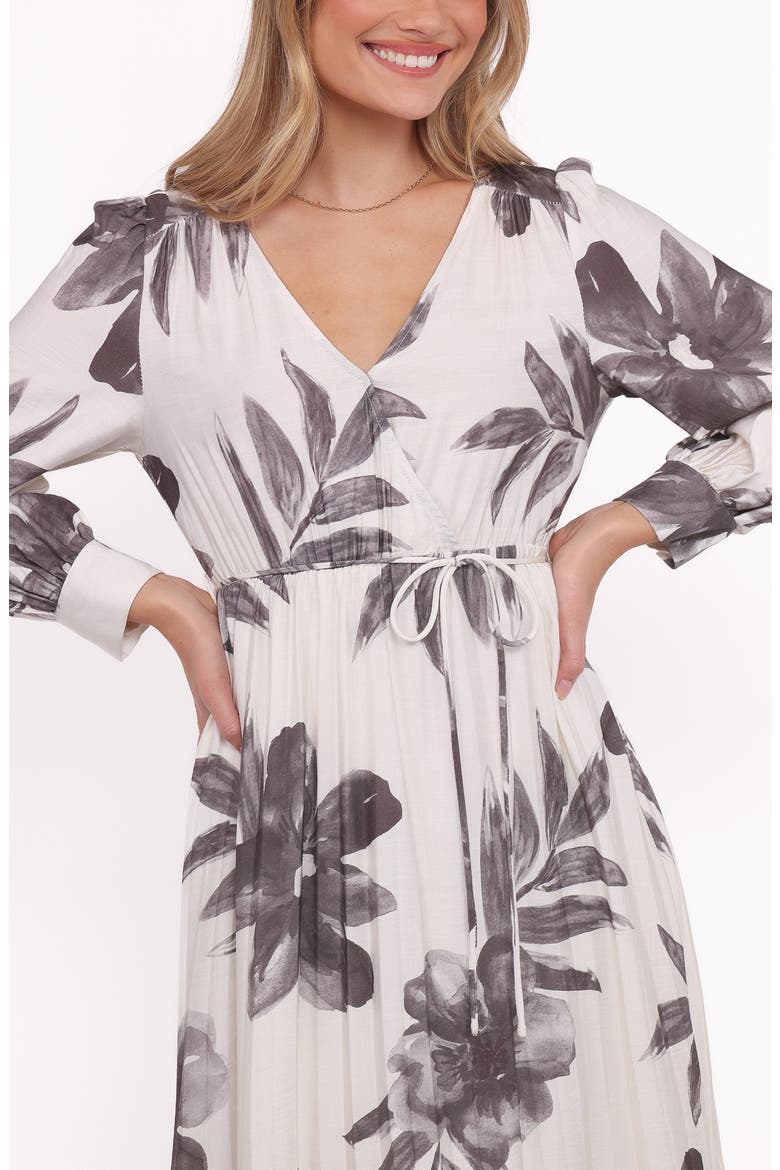 Grainne Floral Print Long Sleeve Midi Dress, Alternate, color, BLACK/ WHITE FLORAL