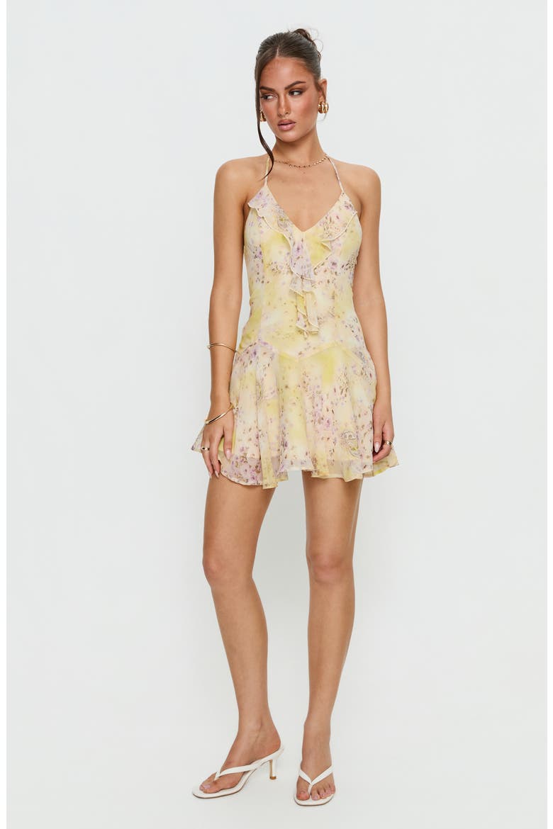Hey Blondie Ruffle Halter Minidress, Alternate, color, MULTI FLORAL