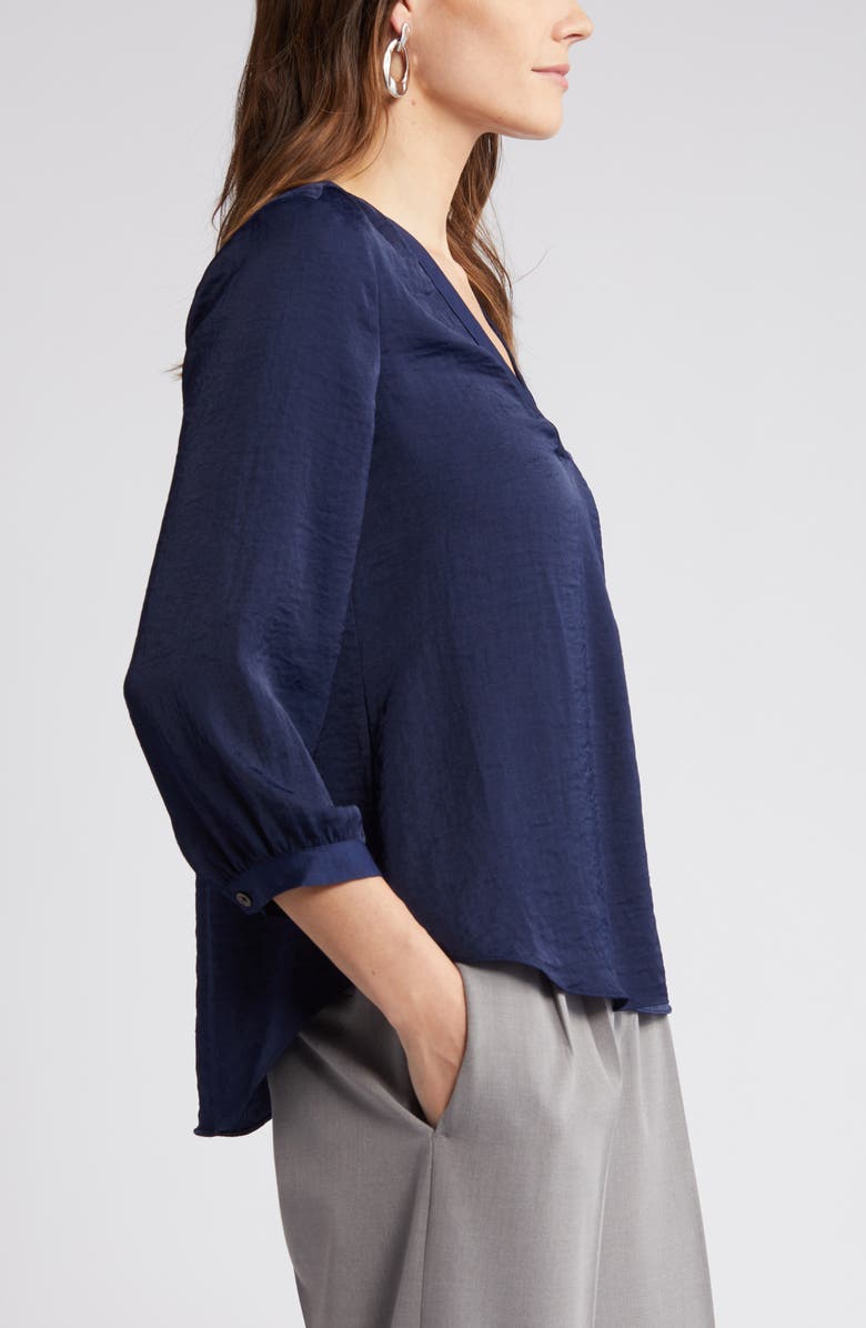 Vince Camuto Rumple Satin Top, Alternate, color, Classic Navy