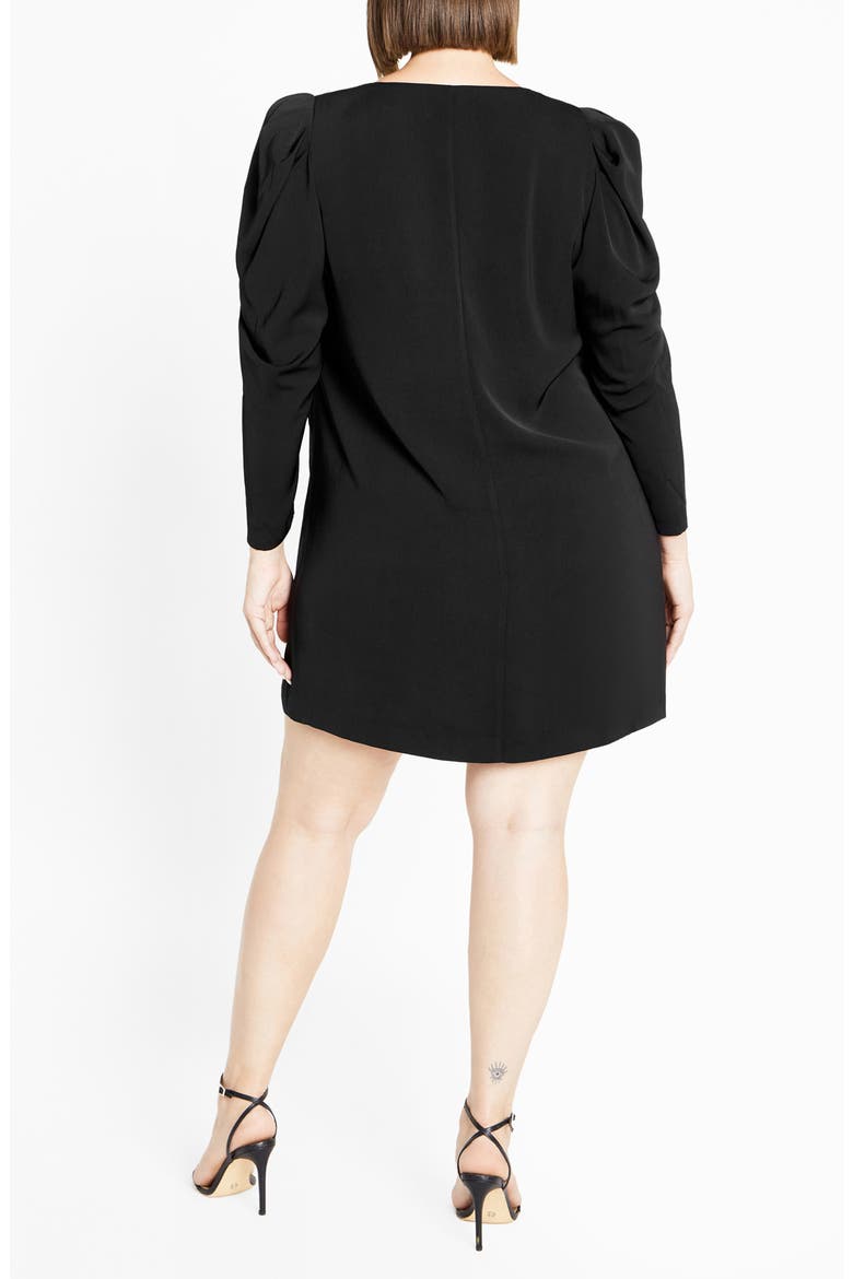 Drew Puff Shoulder Long Sleeve Dress, Alternate, color, BLACK