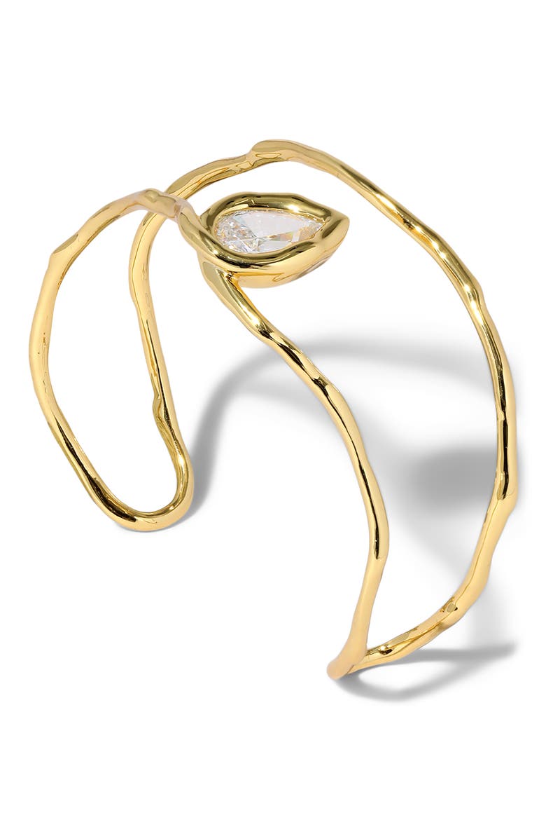 Asterales Floating Cubic Zirconia Cuff Bracelet, Alternate, color, GOLD/ CUBIC ZIRCONIA