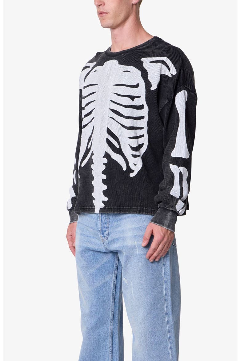 Skeleton Thermal Long Sleeve Graphic T-Shirt, Alternate, color, WASHED BLACK