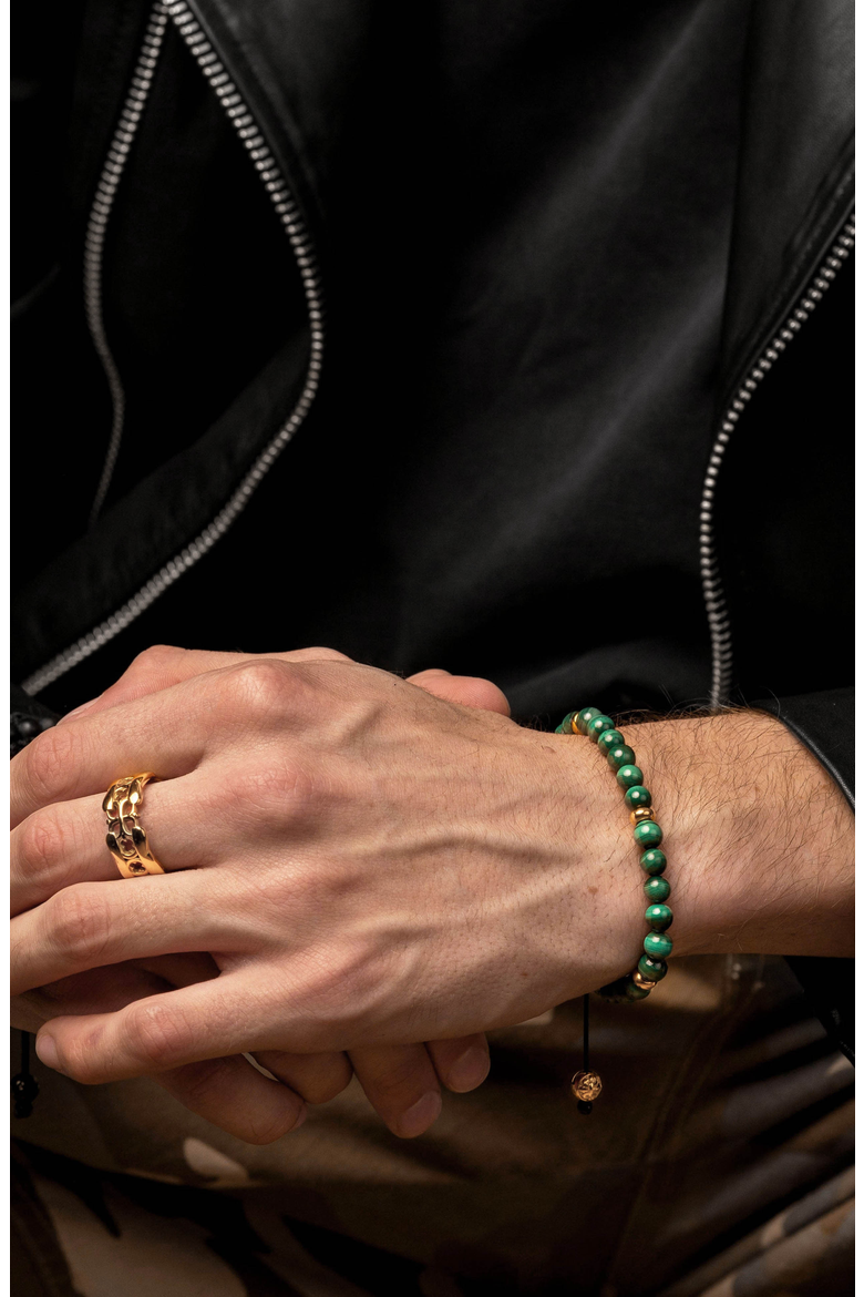 Malachite Gold Beaded Bracelet, Alternate, color, Malachite / Gold