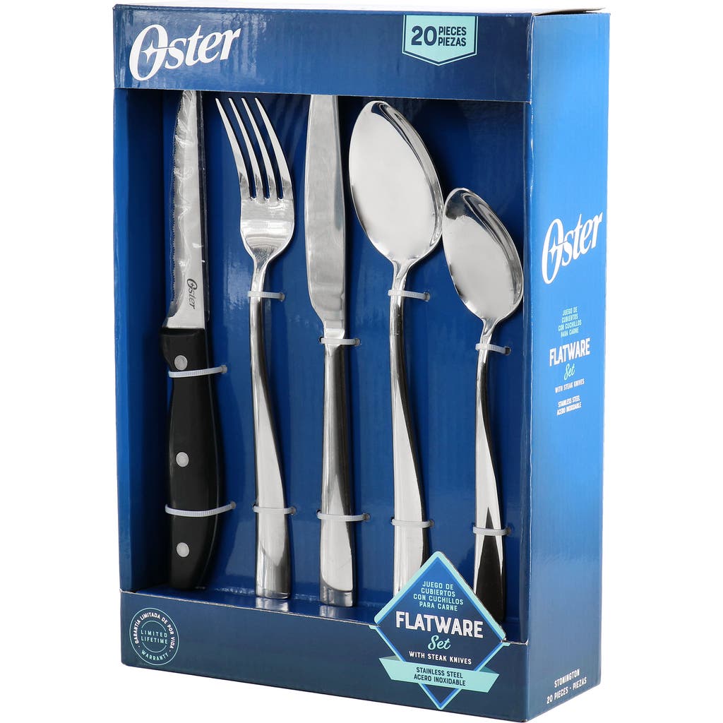 Oster Stonington 20 Piece Flatware Set With Steak Knives In Silver