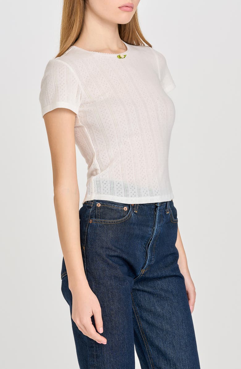 WAYF Anna Pointelle Cotton T-Shirt, Alternate, color, Ivory