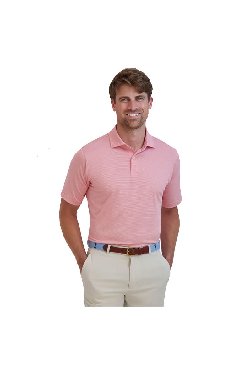 Mini Stripe Mens Golf Polo, Main, color, Coral