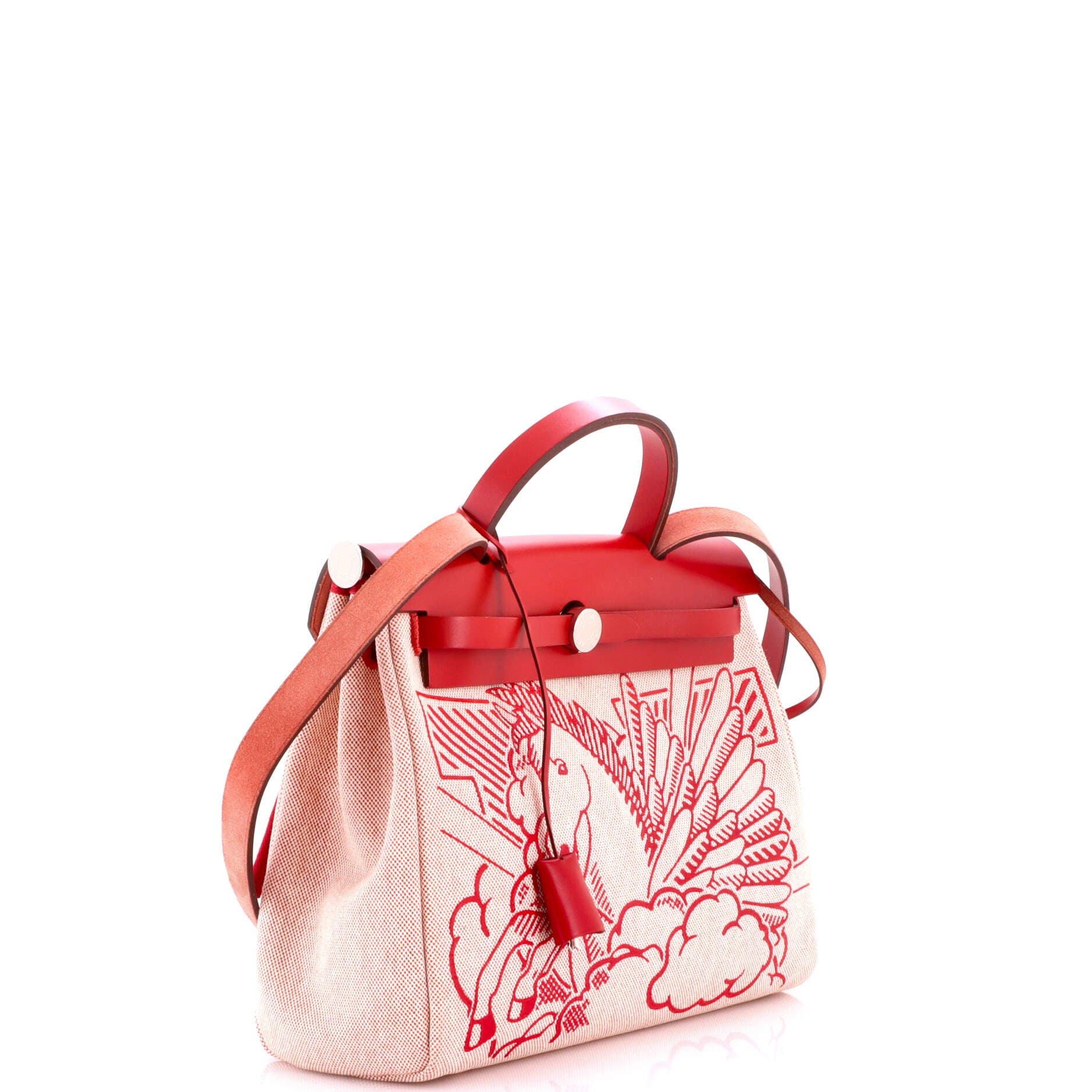 Pre-Owned Hermes Herbag Zip Pegase Pop Toile and Leather 31, Alternate, color, Rouge Piment