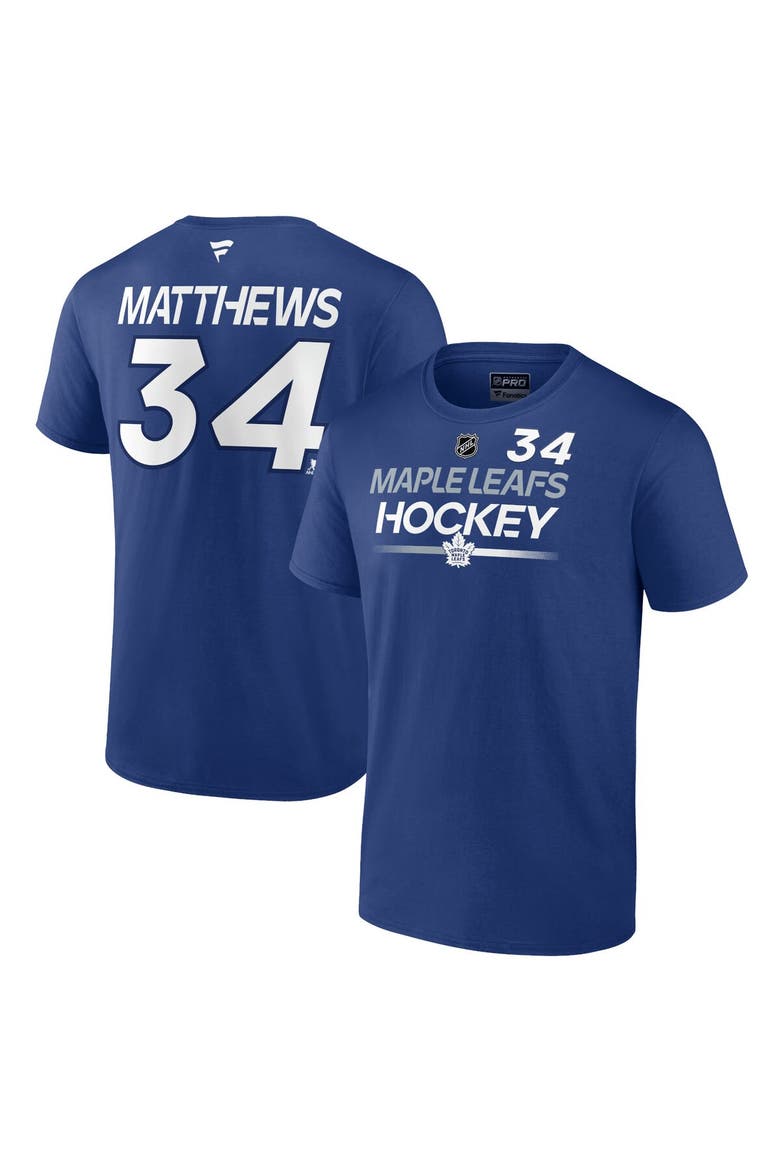 Men's Fanatics Branded Auston Matthews Blue Toronto Maple Leafs Authentic Pro Prime Name & Number T-Shirt, Alternate, color, Blue