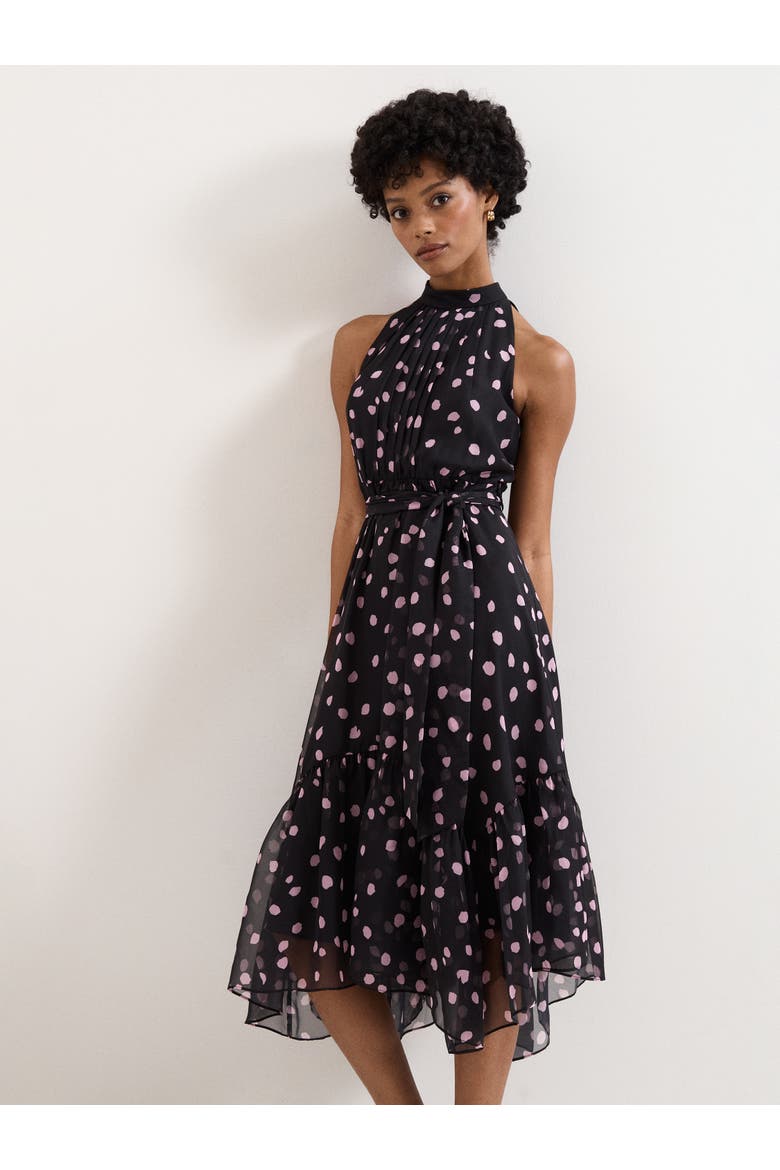 Lucinda Sleeveless Halter Midi Dress, Main, color, Black